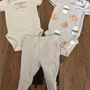 Carter's Gray and Cream Baby Bodysuit Set
